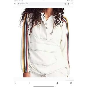 Faherty white/rainbow trim Fleming hoodie drawstring bottom sz Xl